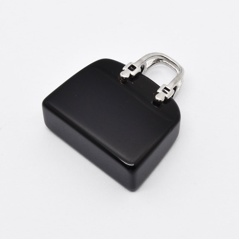 Подвеска Сумочка, Натур. камень Обсидиан черный, 27х24х10 мм (POD-054435)