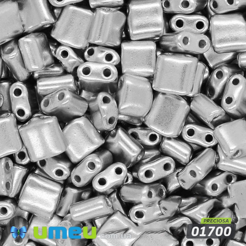 Бісер чеський Каро №01700, 5х5 мм, Сріблястий металізований (BIS-028457)