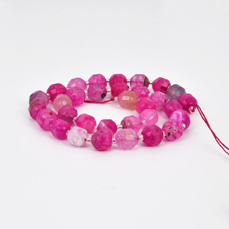 Намистини Агат рожевий, Натур. камінь, 10 мм, Круглі грановані (BUS-058211)