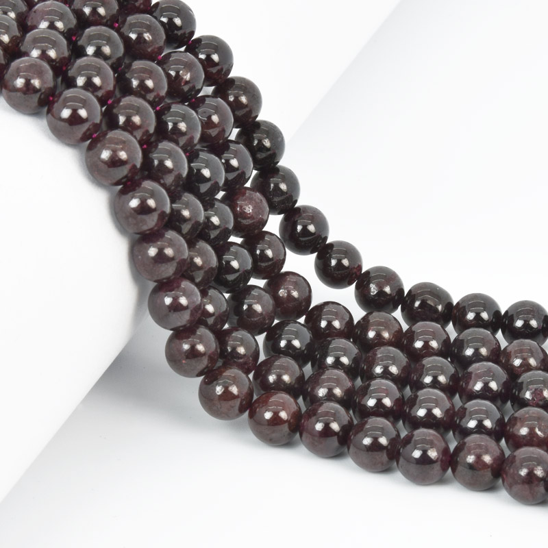 Бусины Гранат, Натур. камень, 8 мм, Круглые, 19 см (BUS-058083)