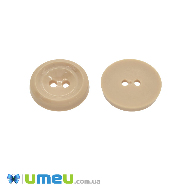 Пуговица пластиковая Круглая, 17,5 мм, Бежевая (PUG-047907)