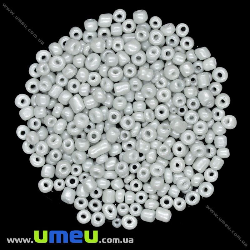 Бисер китайский крупный, 6/0, Серый светлый перламутровый, 4 мм (BIS-015638)