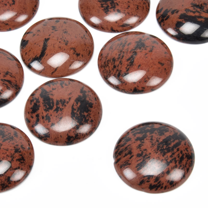 Кабошон нат. камінь Обсидіан мохогоновий, Круглий, 25 мм (KAB-059235)