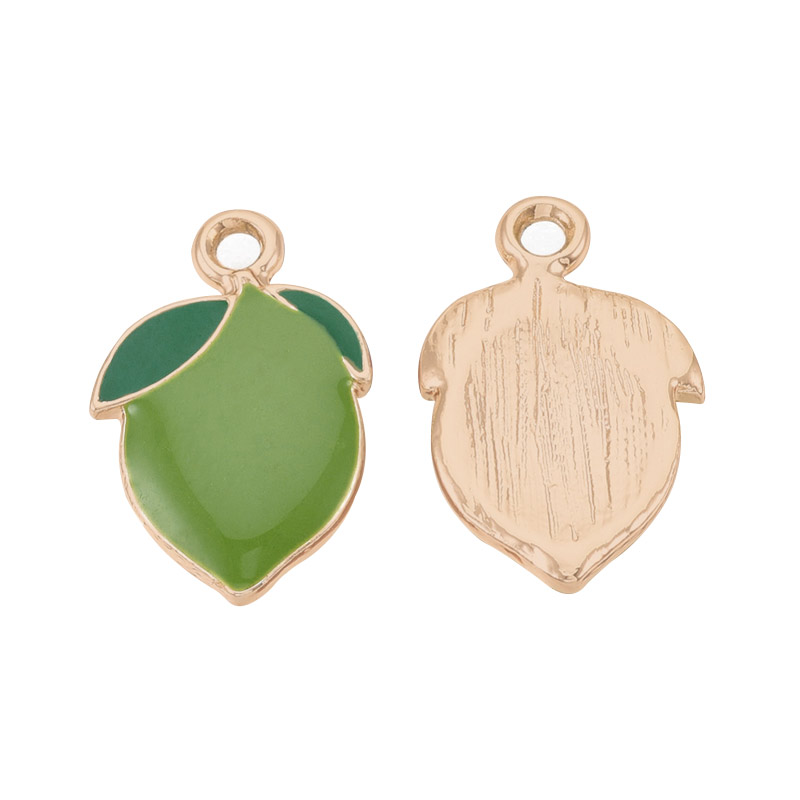 Підвіска метал. Лимон зелений, 20,5 х13,5 мм, Золото (POD-053680)