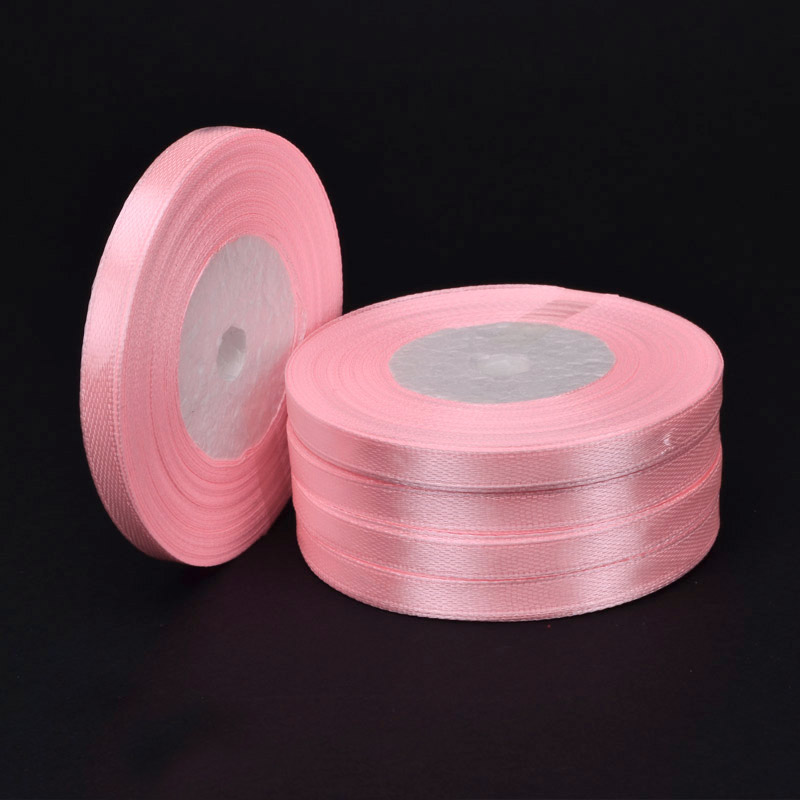 Атласна стрічка, 6 мм, Рожева (LEN-050986)