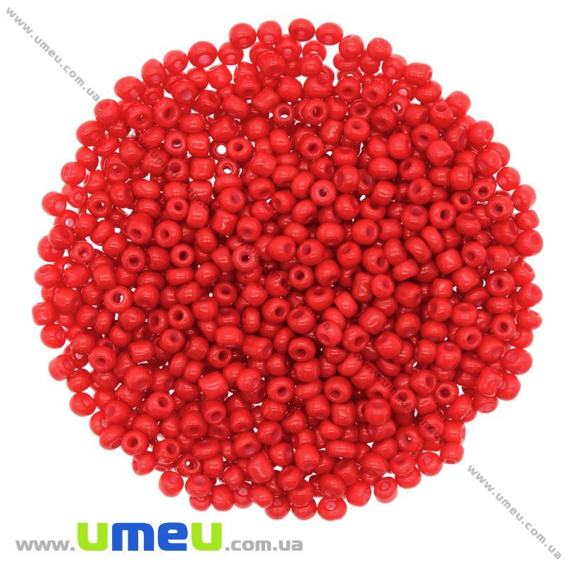 Бісер китайський середній, 8/0, Червоний натуральний, 3 мм (BIS-009060)