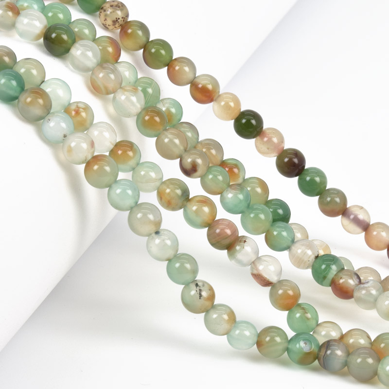 Намистини Агат павичевий, Натур. камінь, 6 мм, Круглі (BUS-058065)