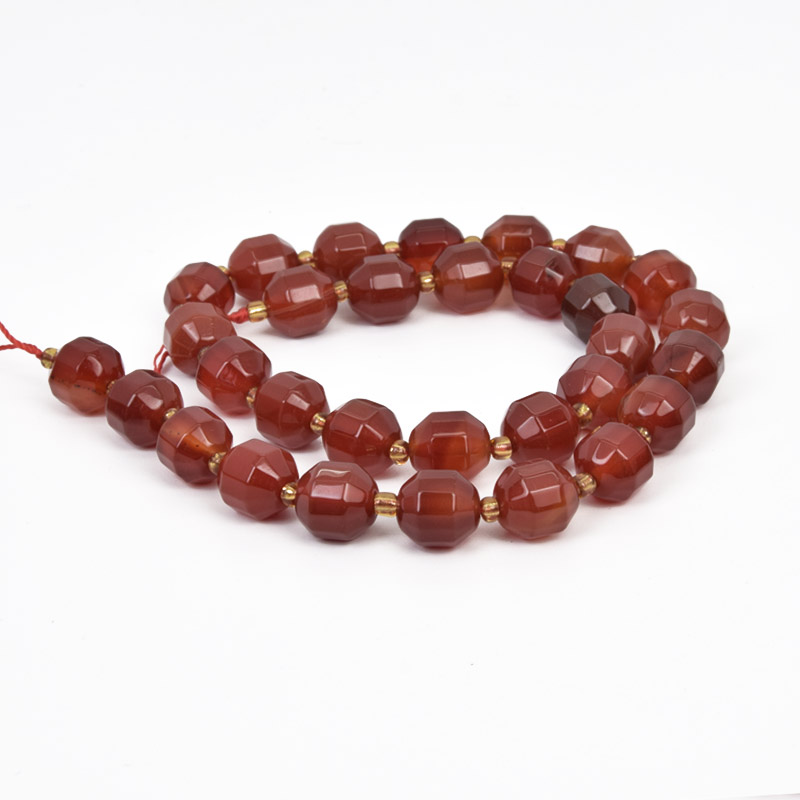 Бусины Агат красный, Натур. камень, 10 мм, Круглые граненые (BUS-058219)