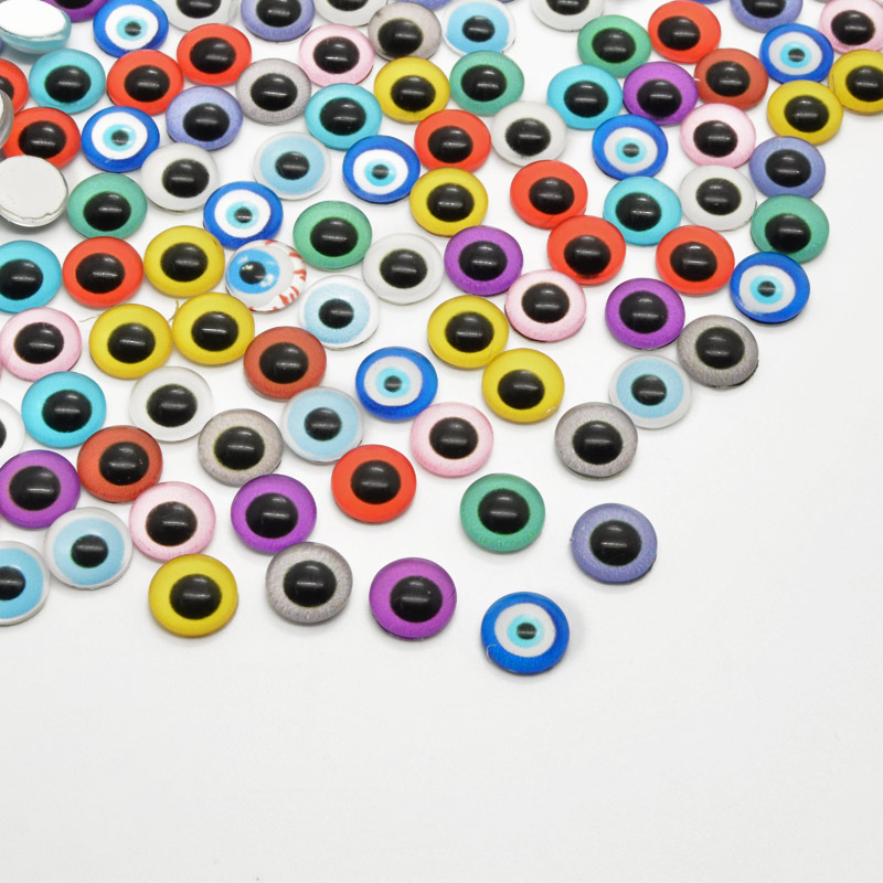 Кабошони скляні з принтом Око, 8 мм, Круглі, Мікс (KAB-051892)