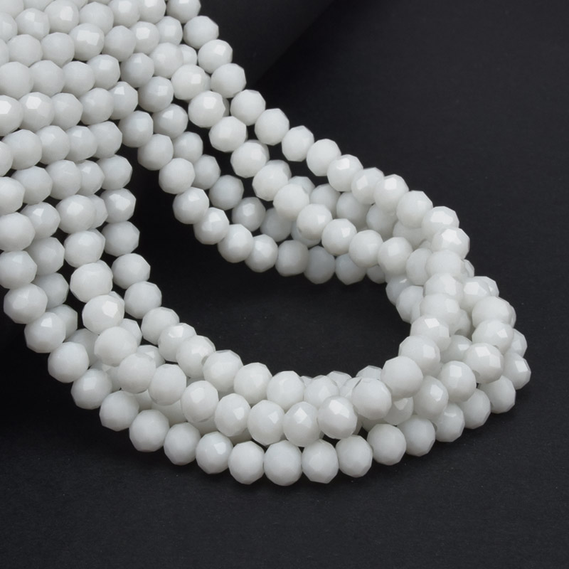 Бусины рондели, 6х5 мм, Белые (BUS-057095)