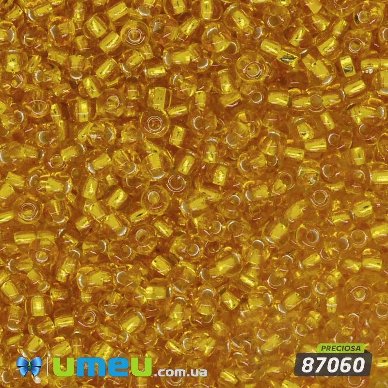 Бісер чеський №308 / 87060, Жовтий темний, Блискучий, 10/0 (BIS-003778)