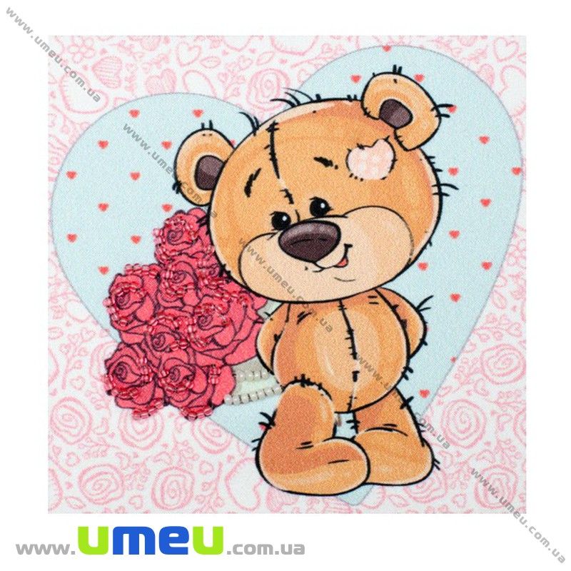Схема для виш. бісером VDV, Ведмедик з букетом Т-952, 11х11 см (SXM-032139)