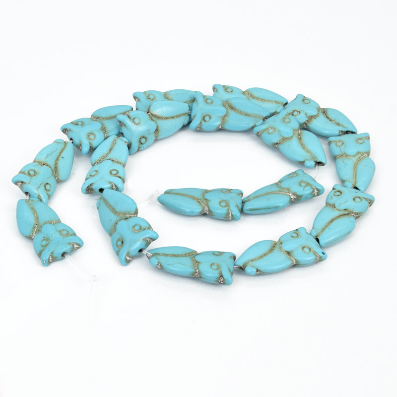 Бусины Бирюза окрашенная, Синт. камень, 24х13х6 мм, Сова (BUS-057567)