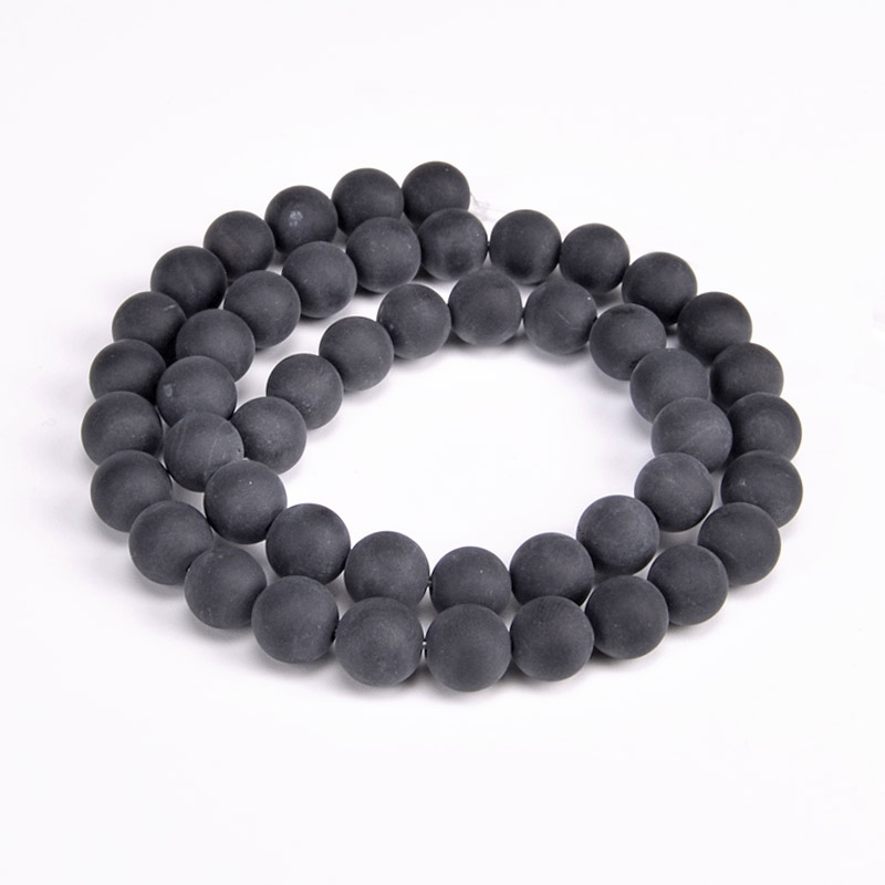 Намистини Агат чорний матовий, Натур. камінь, 8 мм, Круглі (BUS-051658)