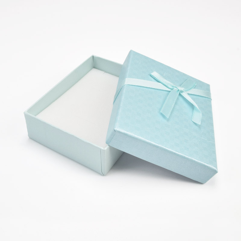 Подарункова коробочка Прямокутна з бантиком, 9х7х2,5 см, Блакитна (UPK-056835)