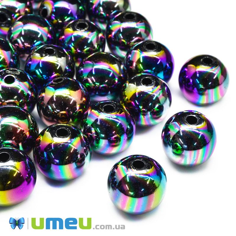 Намистини пластикові райдужні Круглі, 16 мм, Сині темні (BUS-047235)