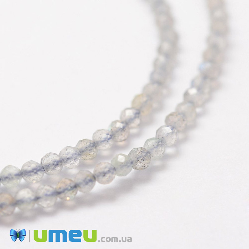 Намистини Лабрадорит, 2 мм, Круглі грановані (BUS-040879)