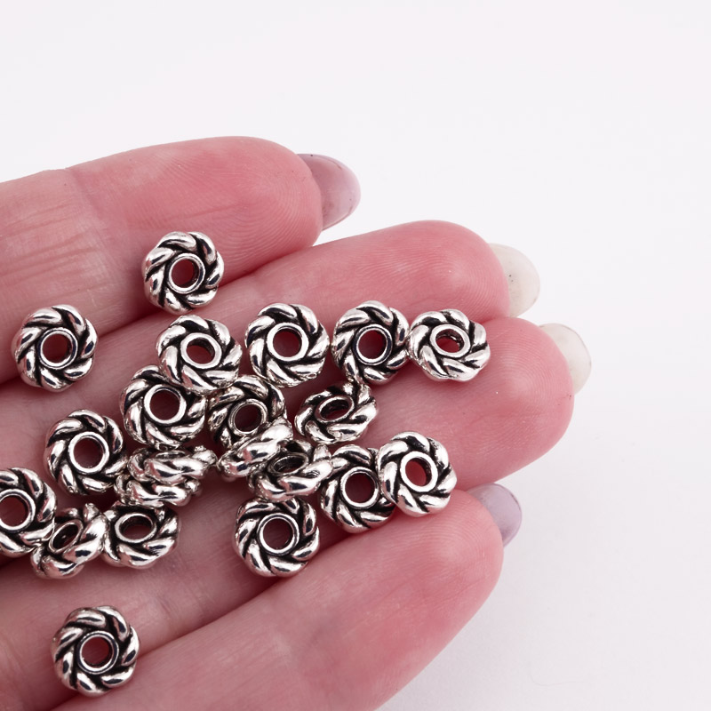 Намистини-розділювачі мет., 8х2,3 мм, Античне срібло (BUS-055346)