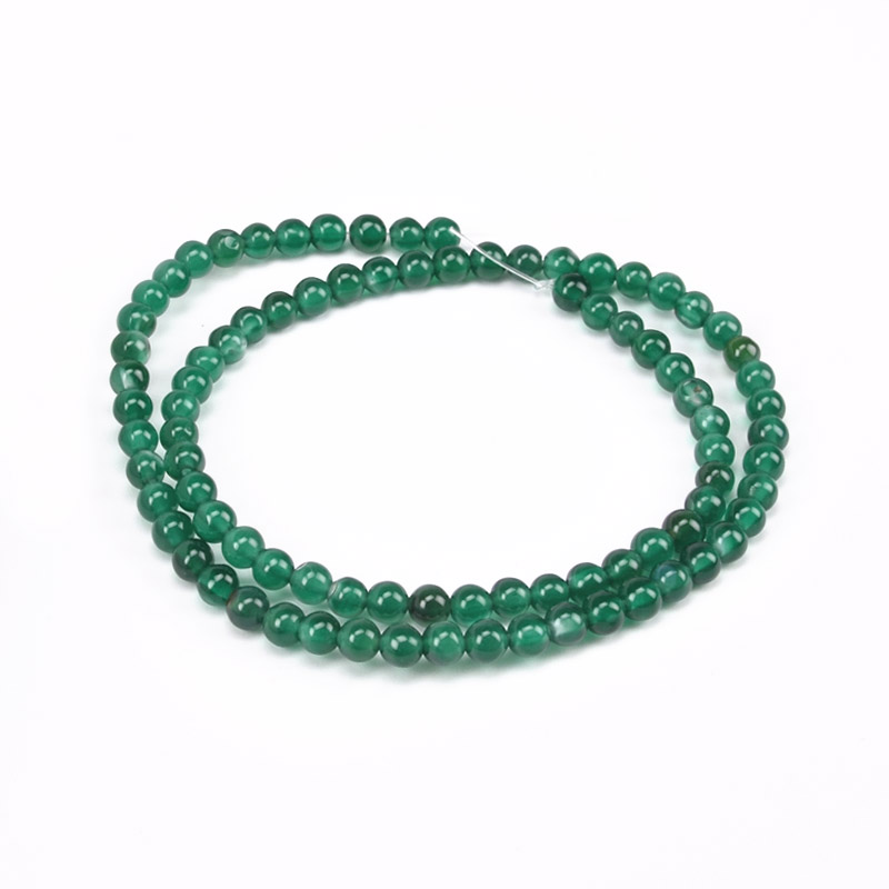 Намистини Агат зелений, Натур. камінь, 4 мм, Круглі (BUS-051781)