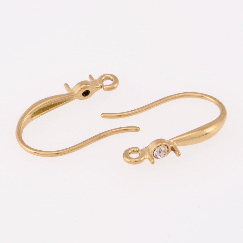 Швензы из нерж. стали со стразами, 17х11 мм, Золото (STL-055915)