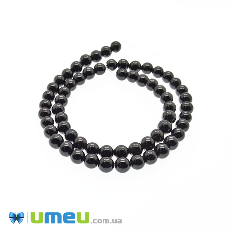 Намистини Агат чорний, Натур. камінь, 6 мм, Круглі (BUS-049731)