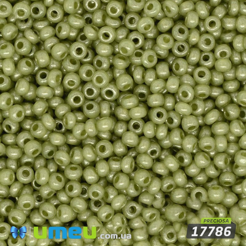 Бісер чеський №514 / 17786, Оливковий світлий, Перламутровий, 10/0 (BIS-003845)