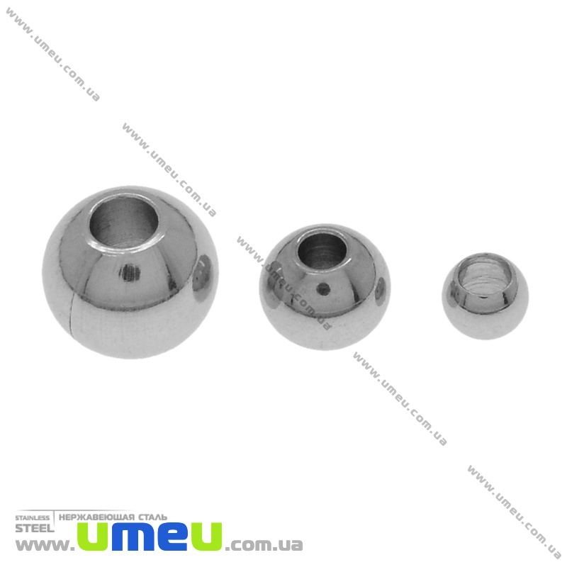 Намистина з нержавіючої сталі Кругла, 6х5 мм, Темне срібло (STL-036504)