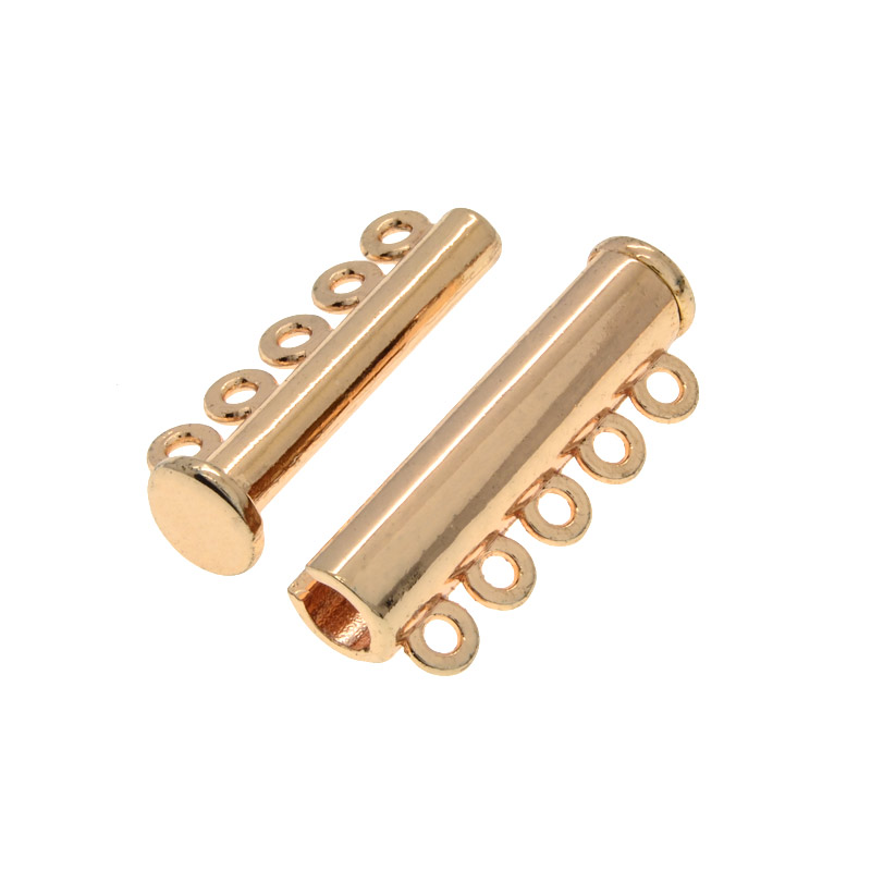 Магнитный замок-слайдер на 5 нитей, Светлое золото, 31х13,5х7,5 мм (ZAM-053078)