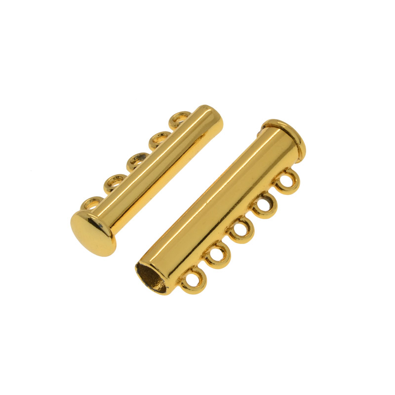 Магнітний замок-слайдер на 5 ниток, золото, 28х10х7 мм (ZAM-053074)