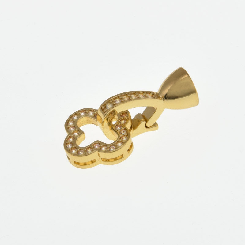 Застібка, 23х12 мм, Латунь з покриттям 18 kt, Куб. цирконій (ZAM-058448)