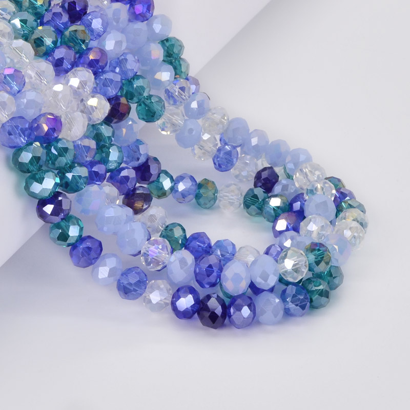 Бусины рондели, 8х6 мм, Микс синий (BUS-052161)