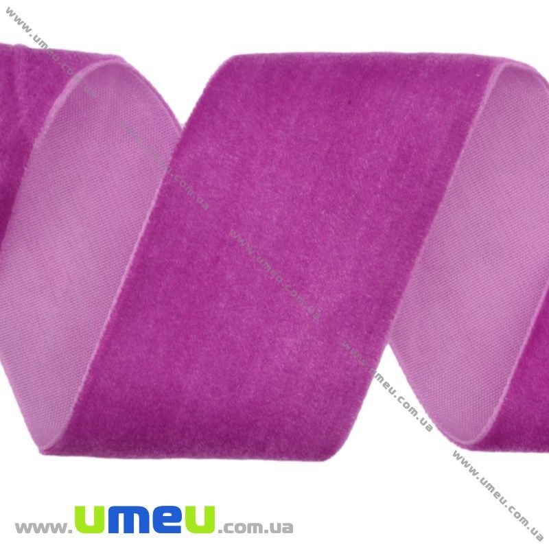 Стрічка оксамитова, 38 мм, Малинова (LEN-016639)