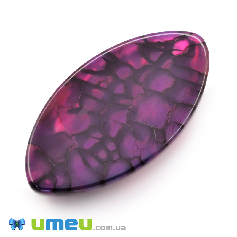 Кабошон нат. камінь Агат Бразильський малиновий, Човен, 39,4 х19,8 мм (KAB-042785)