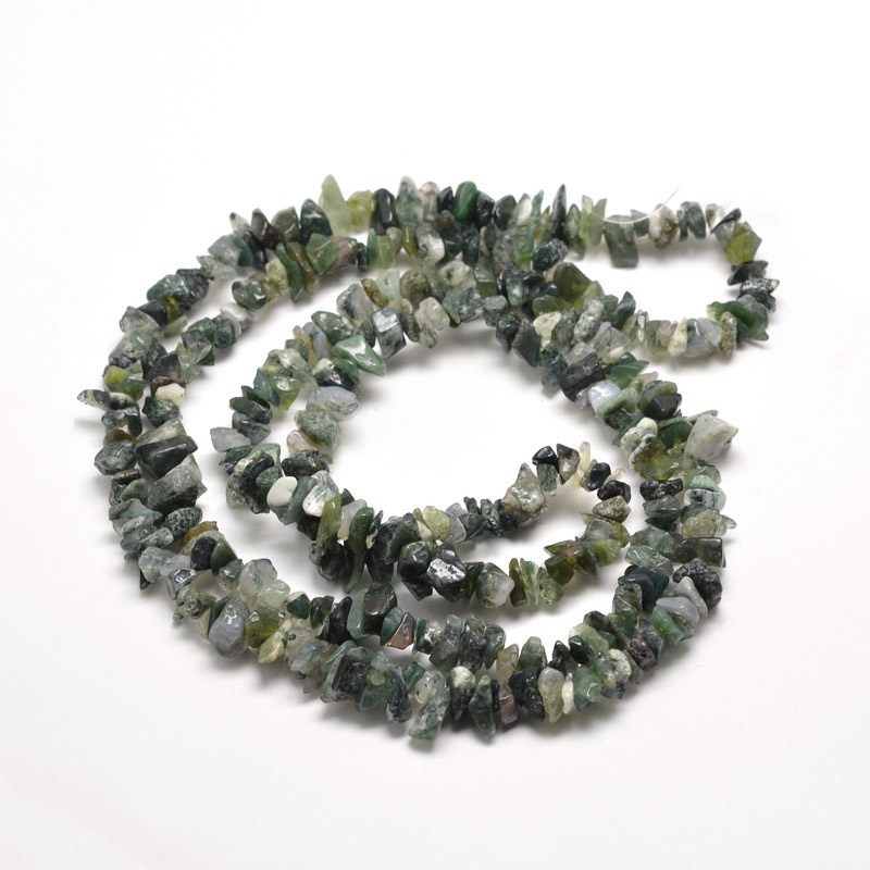 Бусины (скол) Агат моховый, Натур. камень, 5-10 мм (79-80 см) (BUS-057694)