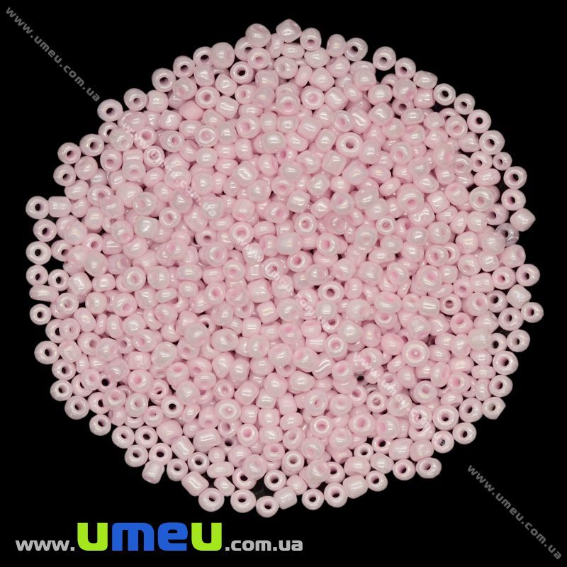 Бісер китайський середній, 8/0, Рожевий перламутровий, 3 мм (BIS-009049)
