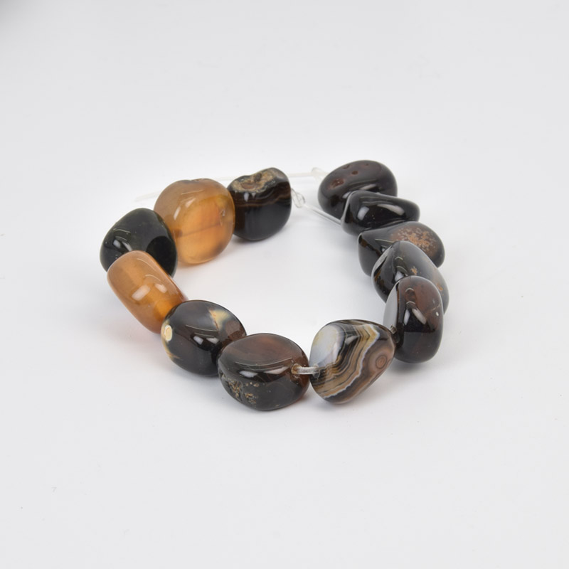 Бусины Агат коричневый, Натур. камень, 13-16 мм, 19 см (BUS-058145)