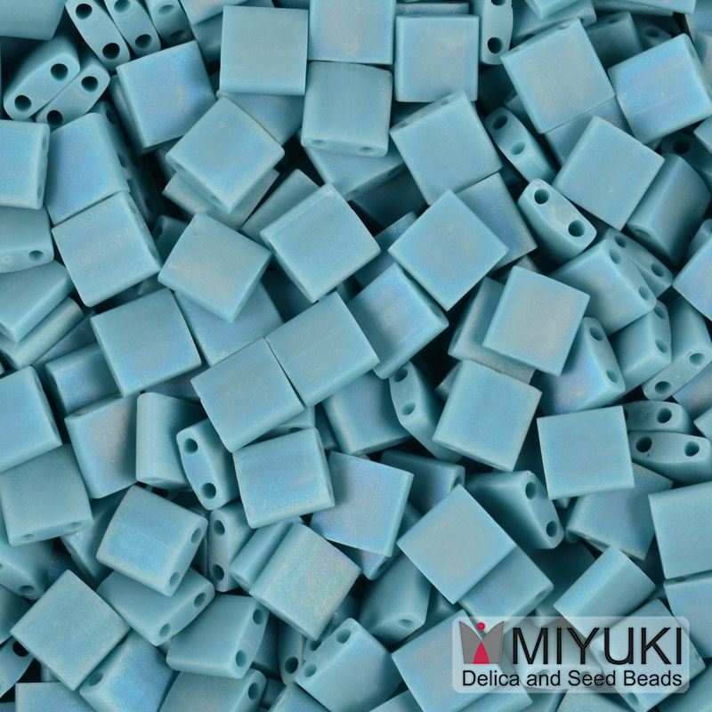 Бисер японский Miyuki TILA №412FR, 5х5 мм, Бирюзовый матовый АВ (BIS-053203)