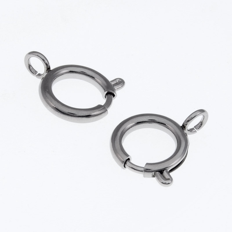 Замок-карабин круглый из нерж. стали, 12 мм, Темное серебро (STL-055597)