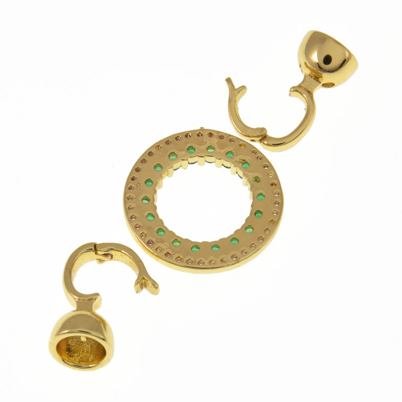 Застібка, 36х18 мм, Латунь з покриттям 18 kt, Куб. цирконій (ZAM-060833)