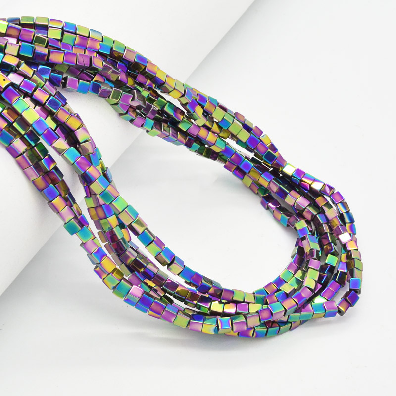 Намистини Гематит, Натур. камінь, Кубик, 3х3х3 мм, Ірис (BUS-051755)