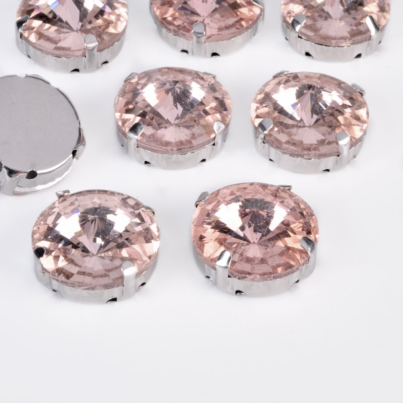 Шатон круглый 18 мм, Темное серебро, Персиковый (KAB-052994)