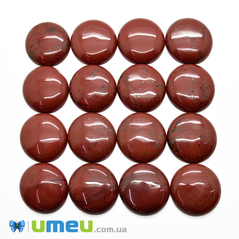 Кабошон нат. камень Яшма красная, Круглый, 28 мм (KAB-050563)