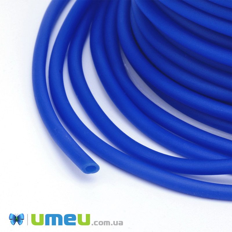 Шнур каучуковый полый, 3 мм, Синий (LEN-040194)