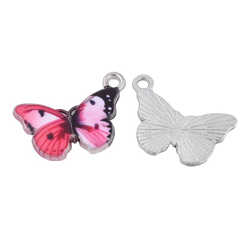 Підвіска метал. Метелик рожевий, 20х13,5 мм, Темне срібло (POD-053739)