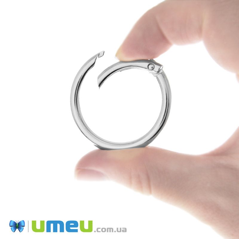 Кольцо для сумки металлическое, 35 мм, Темное серебро (BAG-046210)