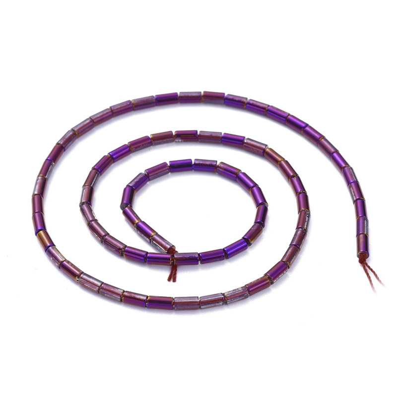 Намистини скляні, Циліндр, 4,5х2,5 мм, Фіолетово-сині (BUS-057497)