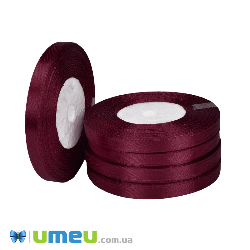 Атласна стрічка, 6 мм, Бордова (LEN-050969)