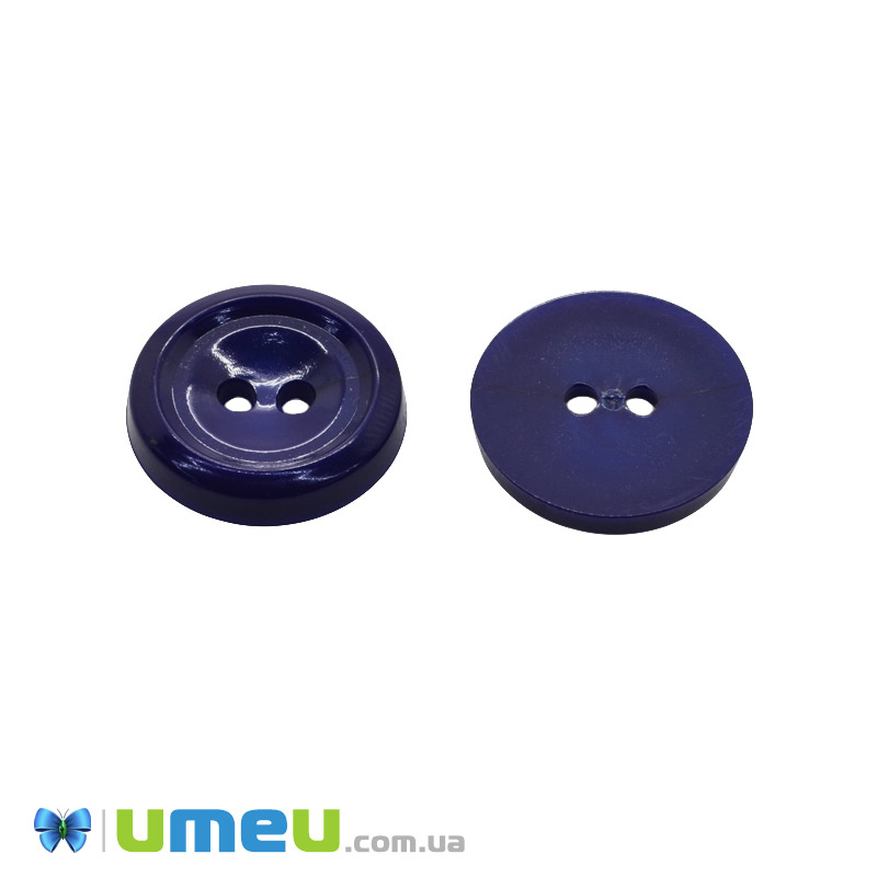 Гудзик пластиковий Круглий, 17,5 мм, Синій темний (PUG-047901)