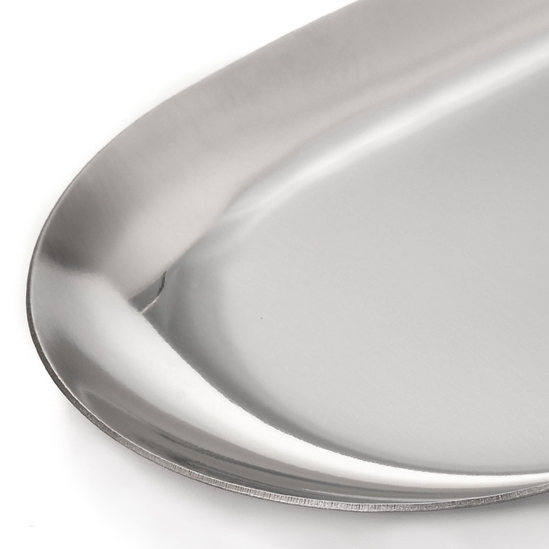 Декоративная тарелка из нерж. ст., 230х90х10 мм, Овальная, Темное серебро (INS-051984)