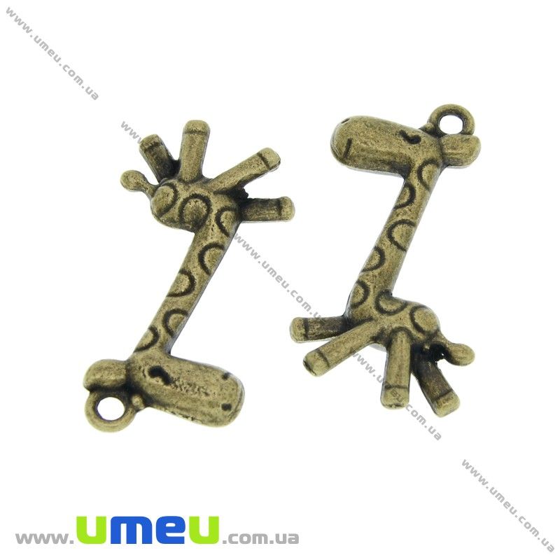 Підвіска метал. Жираф (двостор.), 29х15 мм, Антична бронза (POD-032661)